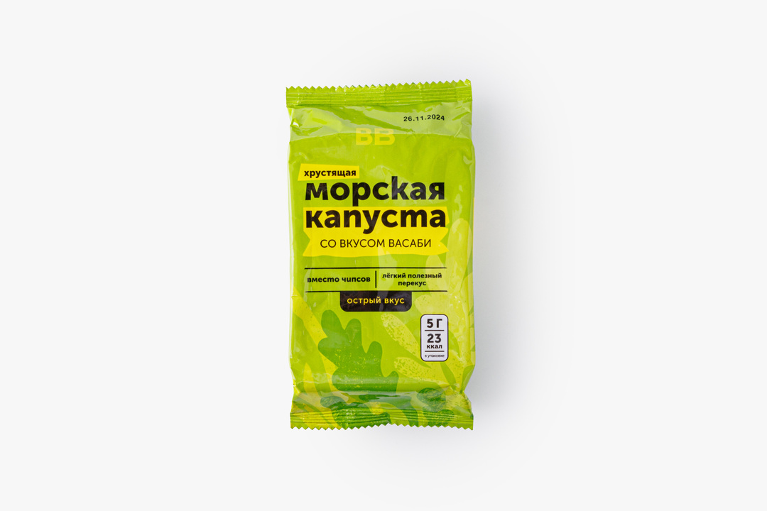 Морская капуста хрустящая со вкусом васаби, 5 г