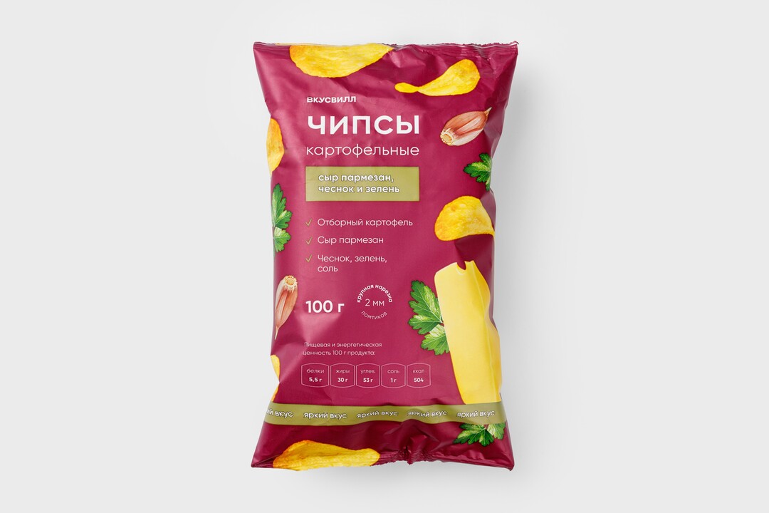 Чипсы картофельные "Сыр пармезан с чесноком и зеленью"