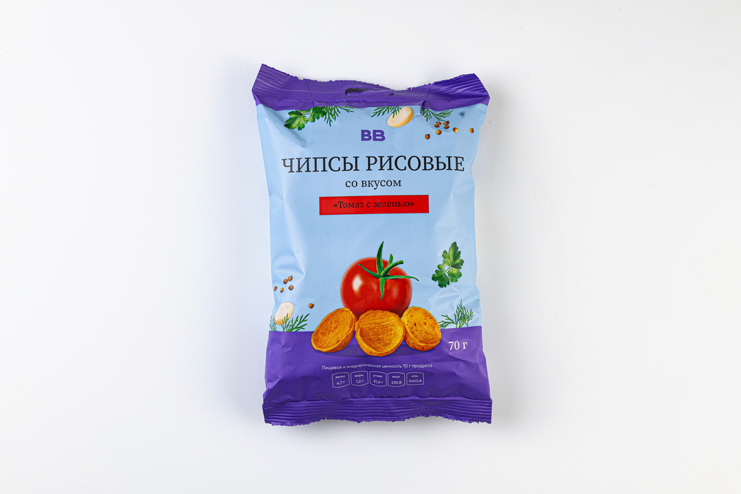 Чипсы рисовые со вкусом "Томат с зеленью", 70 г