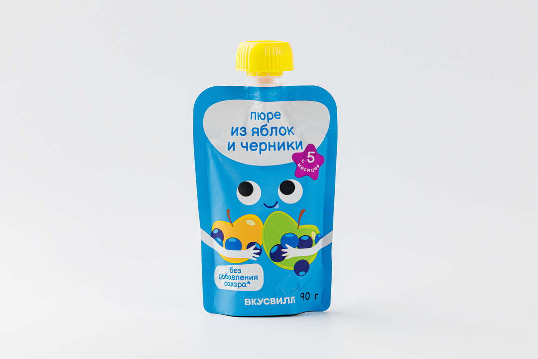 Пюре из яблок и черники, 90 г