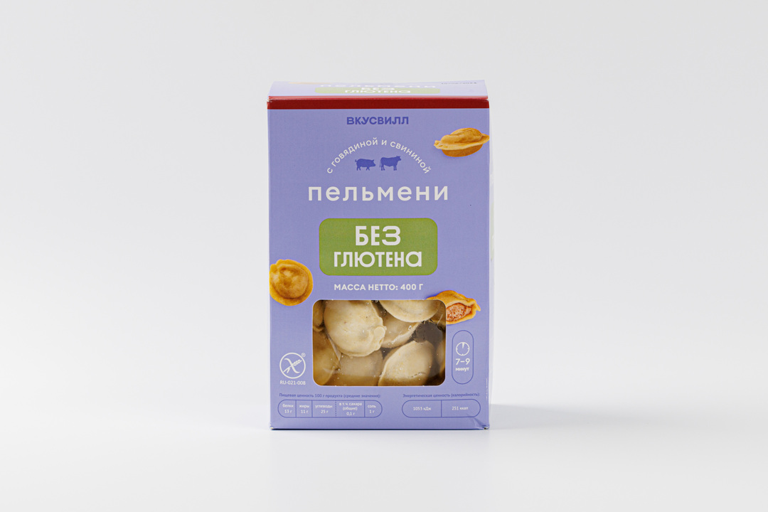Пельмени с говядиной и свининой без глютена, 400 г