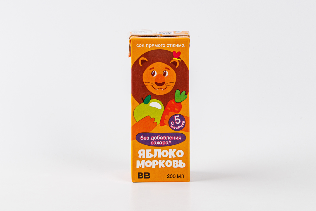 Сок детский яблоко-морковь прямого отжима, 200 мл
