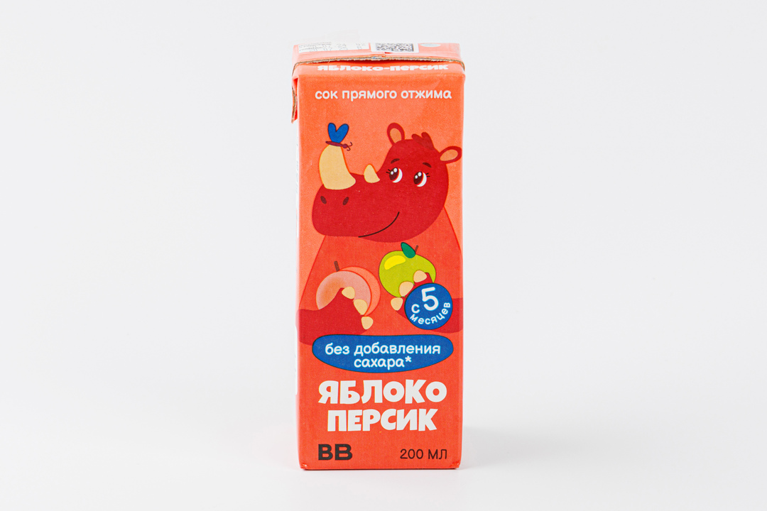 Сок детский яблоко-персик прямого отжима, 200 мл