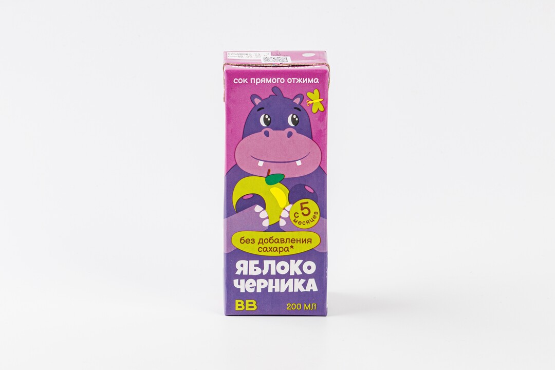 Сок детский яблоко-черника прямого отжима, 200 мл