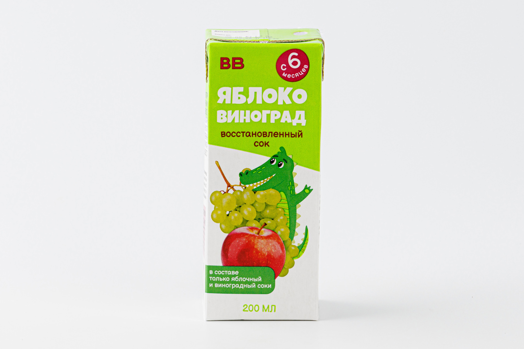 Сок яблочно-виноградный восстановленный осветленный, 200 мл