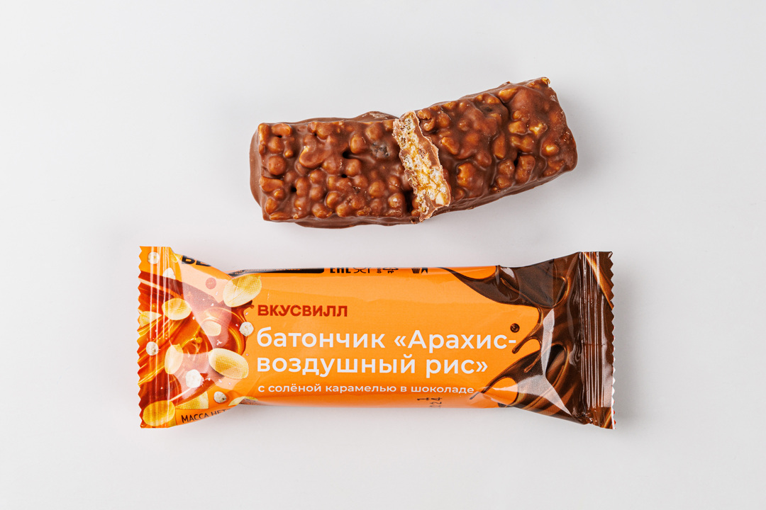 Батончик "Арахис-воздушный рис" с солёной карамелью в шок. — фото 1