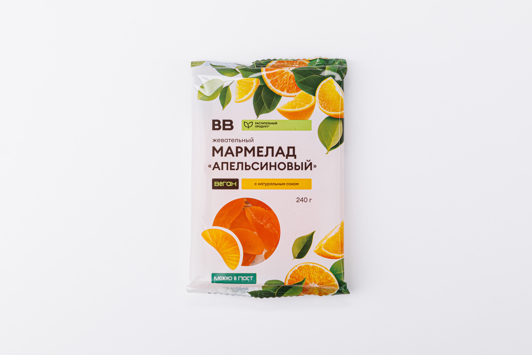 Мармелад жевательный "Апельсиновый" с соком, веган — фото 1