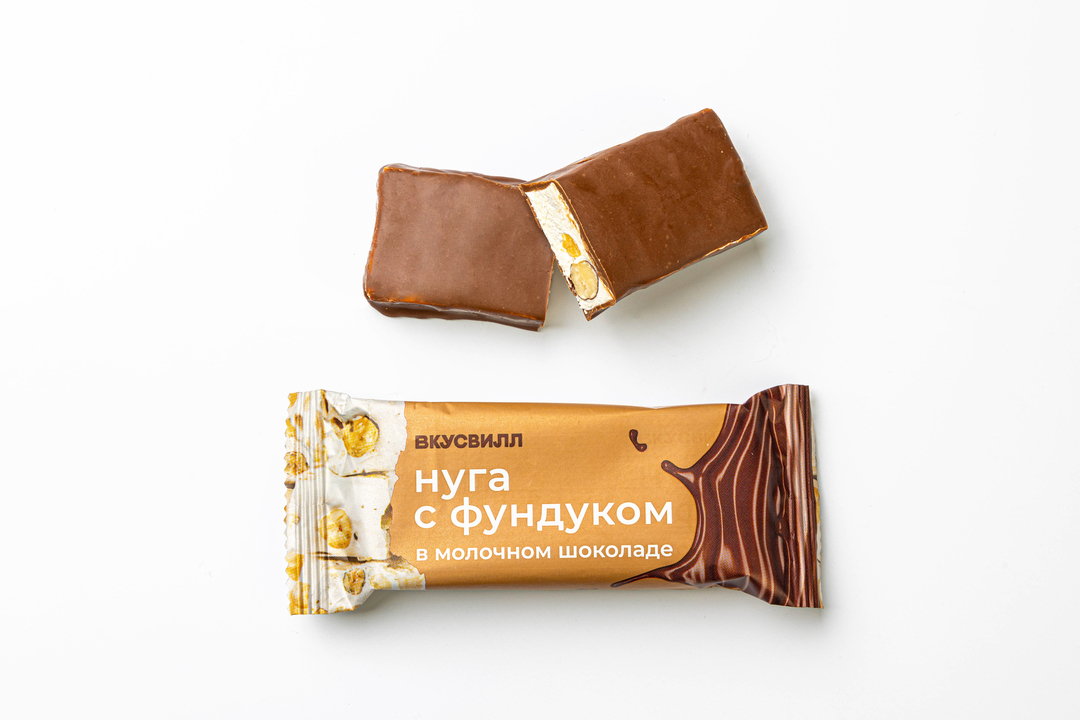 Нуга с фундуком в молочном шоколаде