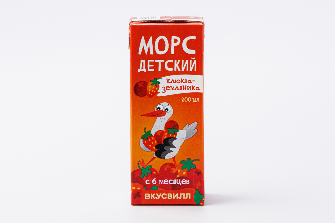 Морс детский клюква-земляника, 200 мл